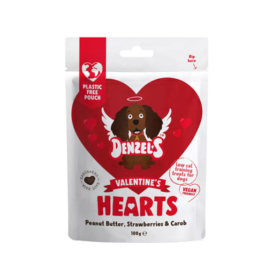 Denzel's Valentine's Hearts: Peanut Butter, Strawberries & Carob Dog Treats 100g