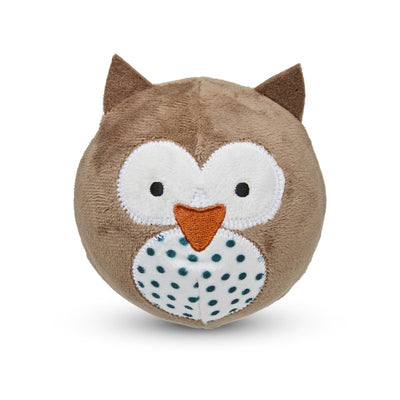 Petface Round Owl Plush Ball Dog Toy