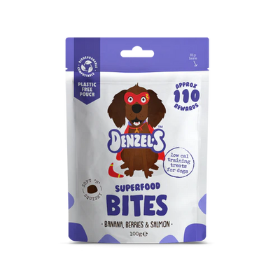 Denzel's Superfood Bites - Banana, Berries & Salmon - Dog Treats, Training Treats for Dogs
