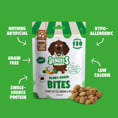 Denzel's Plant-Based Bites - Peanut Butter, Banana & Kale - Training Treats for dogs