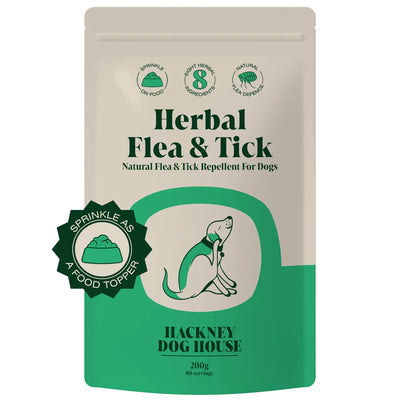 Hackney Dog House Natural Flea Treatment for Dogs Alternative | Herbal Repellent | 80 Servings
