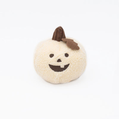 Cream Fluffy Pumpkin Halloween Dog Toy | Jumbo Fleece Pumpkin | ZippyPaws Plush Dog Toy