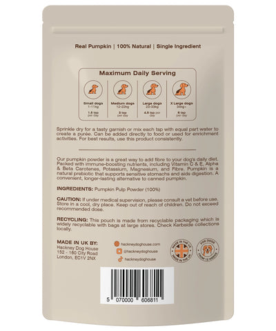 Hackney Dog House Pumpkin Powder For Dogs | Canned Pumpkin Purée Alternative | 30 Servings