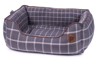 Petface Grey Window Pane Check Square Dog Bed